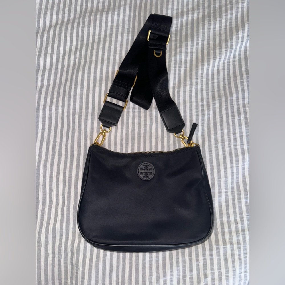 Tory Burch Nylon Web Mini Hobo in Black (Authentic)
